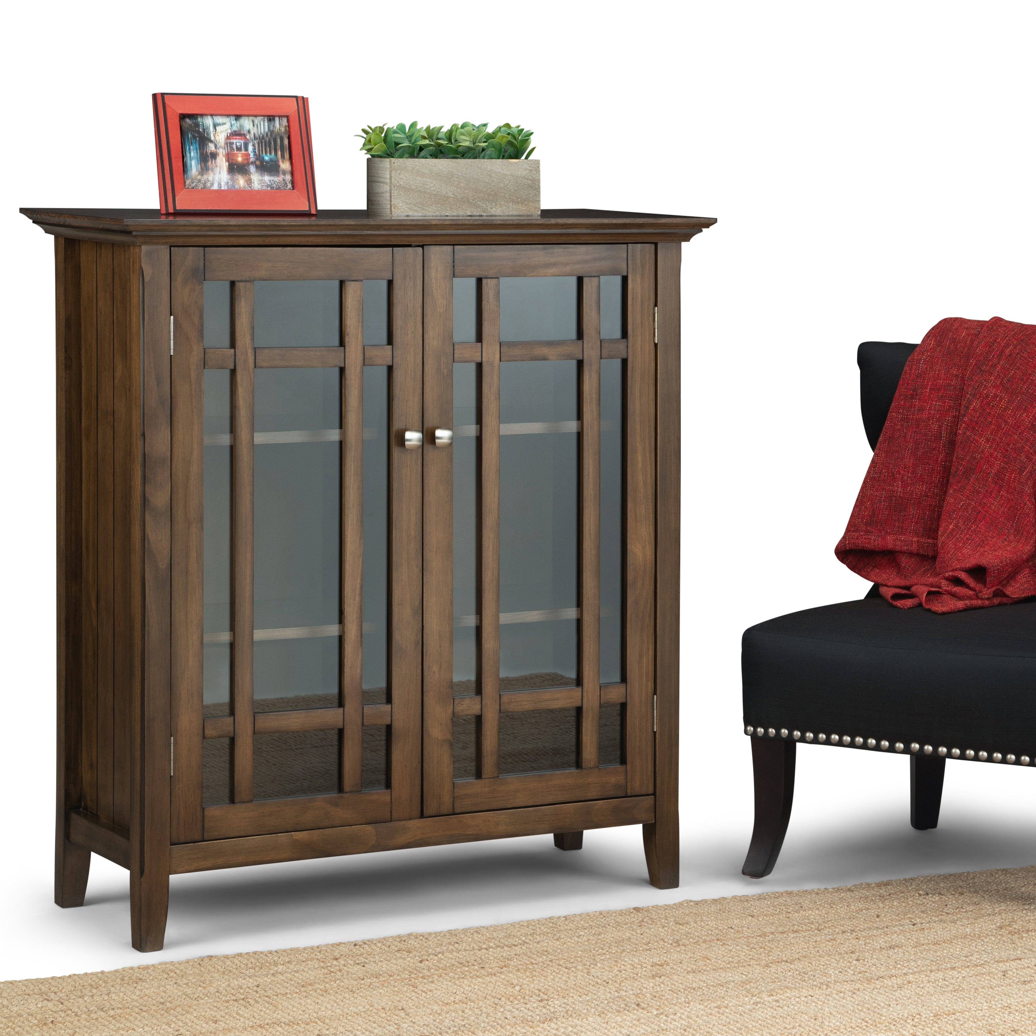 Bedford 39 Inch Wide Solid Wood Medium Storage Cabinet in Rustic