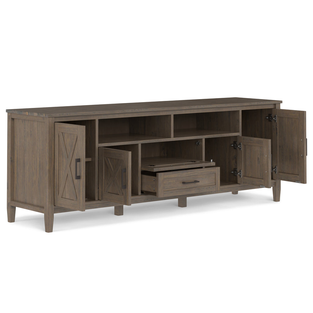 Ela 72 Inch Wide Solid Wood TV Stand in Smokey