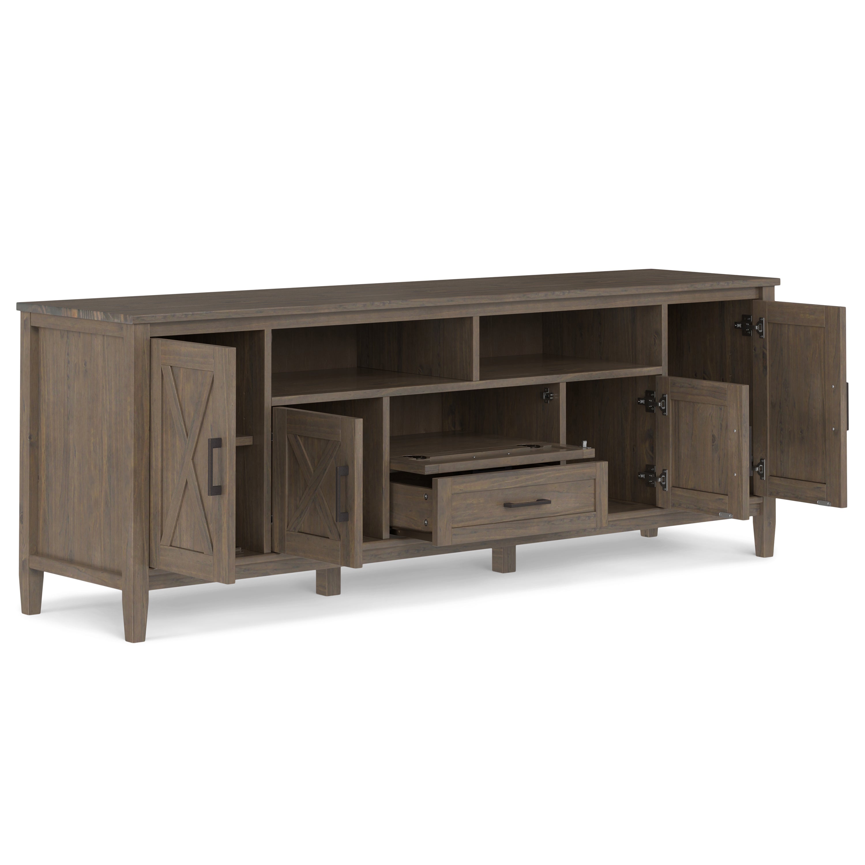 Ela 72 Inch Wide Solid Wood TV Stand in Smokey