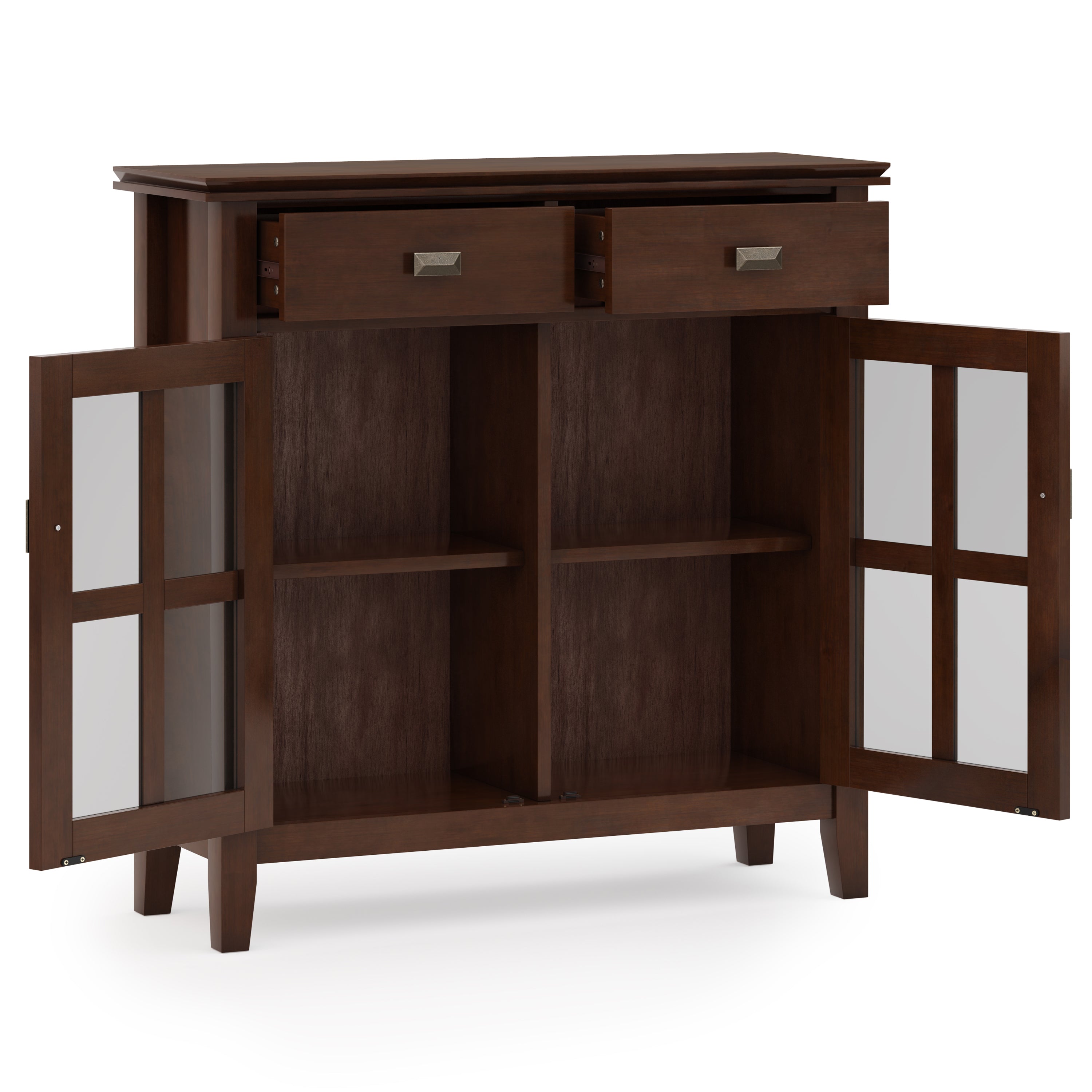 Artisan 36 Inch Wide Solid Wood Entryway Storage Cabinet in Russet