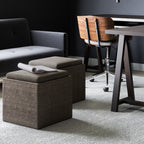 Rockwood 17 Inch Wide Cube Storage Ottoman with Tray