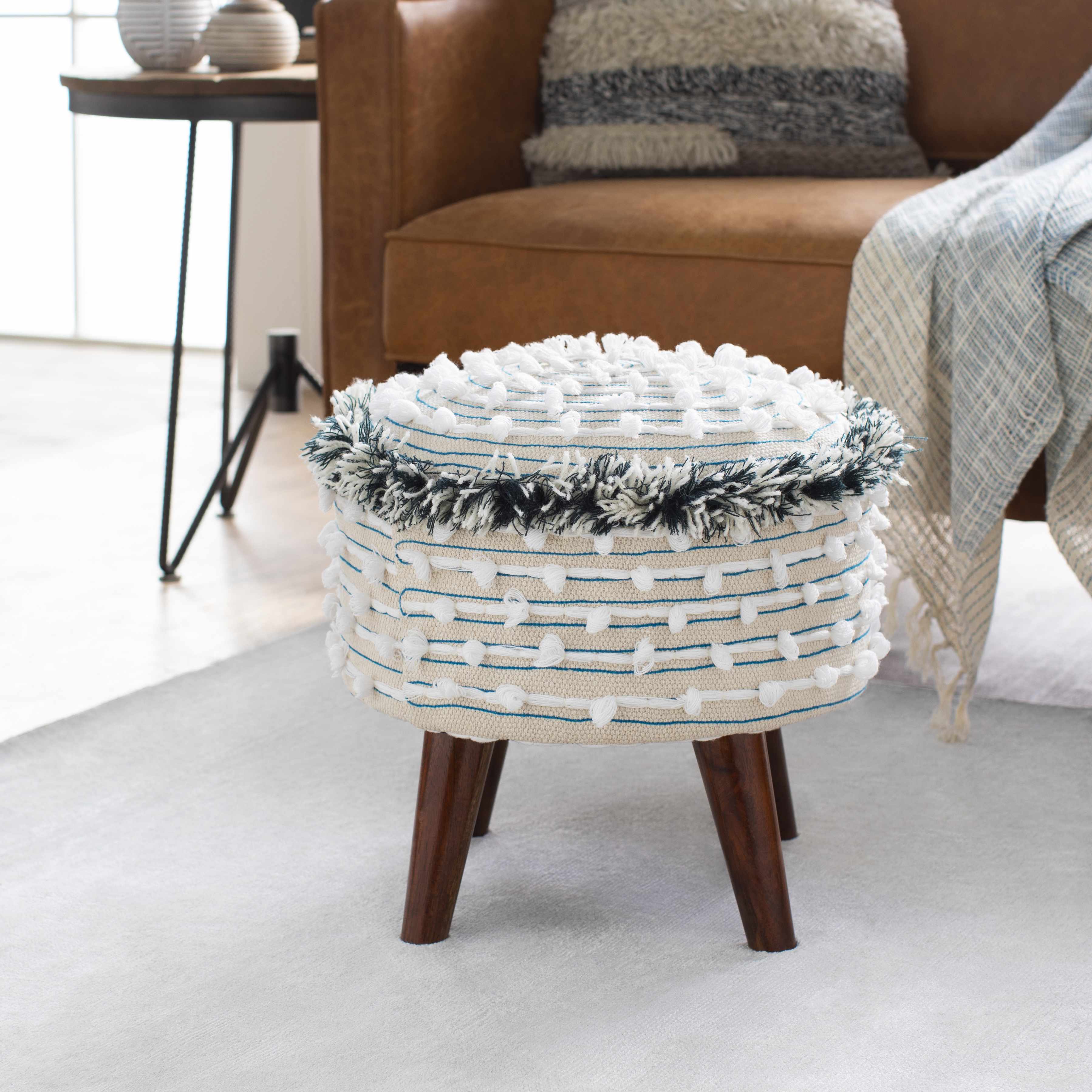 Matagami Beige Hand Woven Stool - Clearance