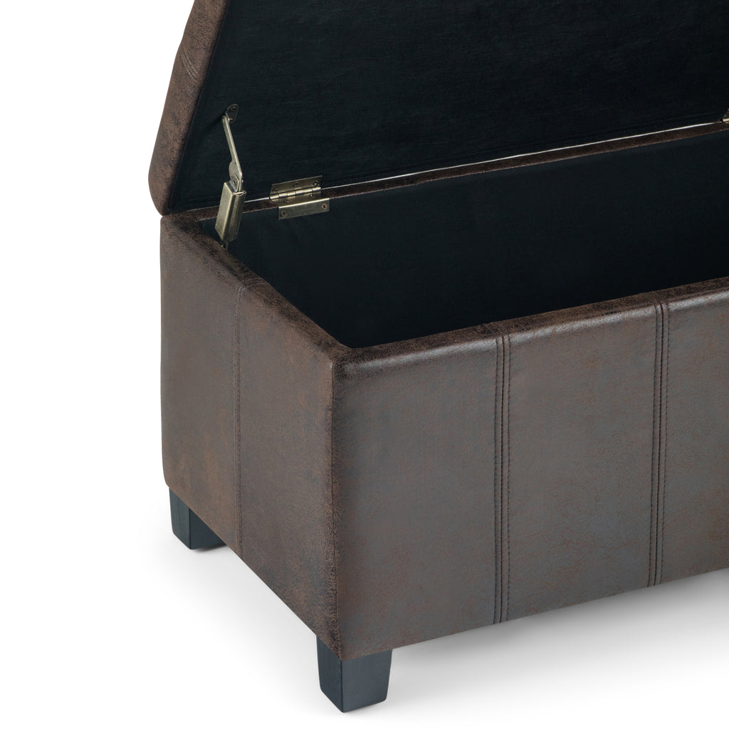 Dover 36 Inch Wide Storage Ottoman Bench in Distressed