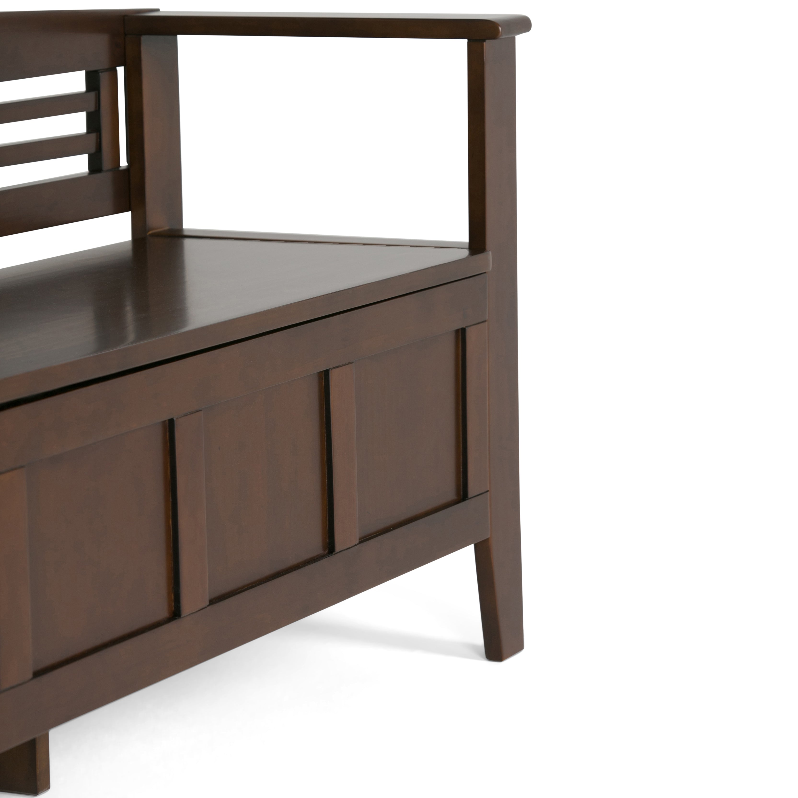 Adams 48 Inch Wide Solid Wood Entryway Storage Bench in Rustic Medium