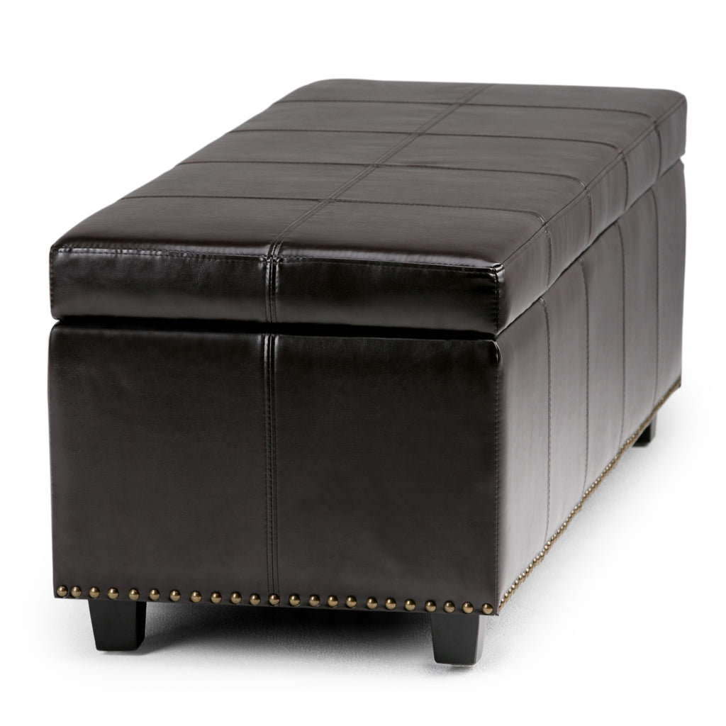 Kingsley 48 Inch Wide Large Storage Ottoman in Coffee