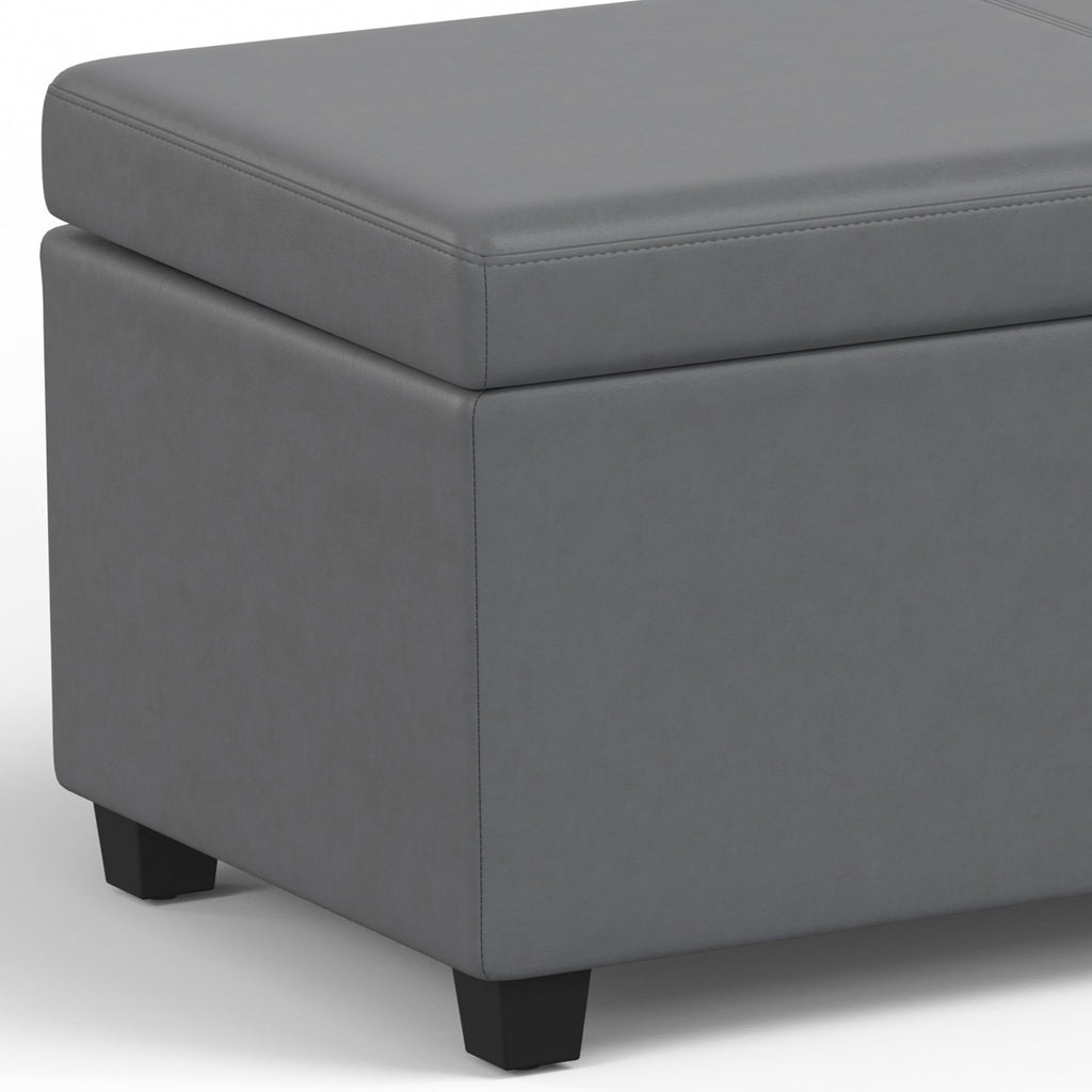 Avalon 54 Inch Wide Extra Large Storage Ottoman Bench in Stone