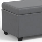 Avalon 54 Inch Wide Extra Large Storage Ottoman Bench in Stone