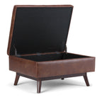 Owen 34 Inch Wide Coffee Table Storage Ottoman in Distressed Saddle