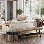 Durham 43 Inch Wide Solid Mango Wood Bench in Distressed