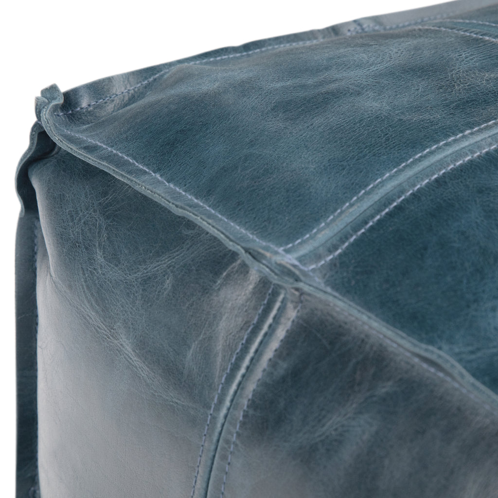 Manning 18 Inch Wide Square Pouf in Teal