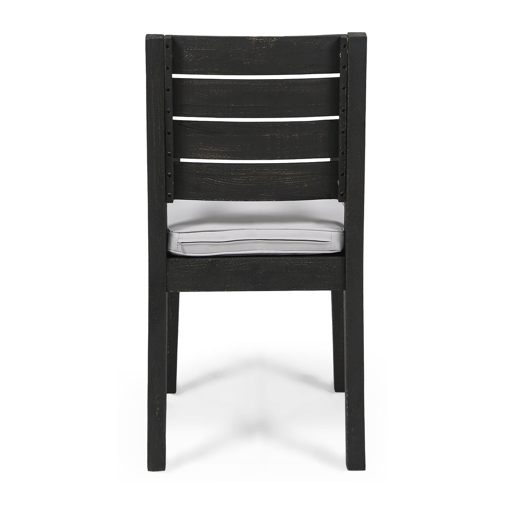 Outdoor Acacia Wood Armless Dining Chair with Cushions (Set of 2)