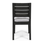 Outdoor Acacia Wood Armless Dining Chair with Cushions (Set of 2)