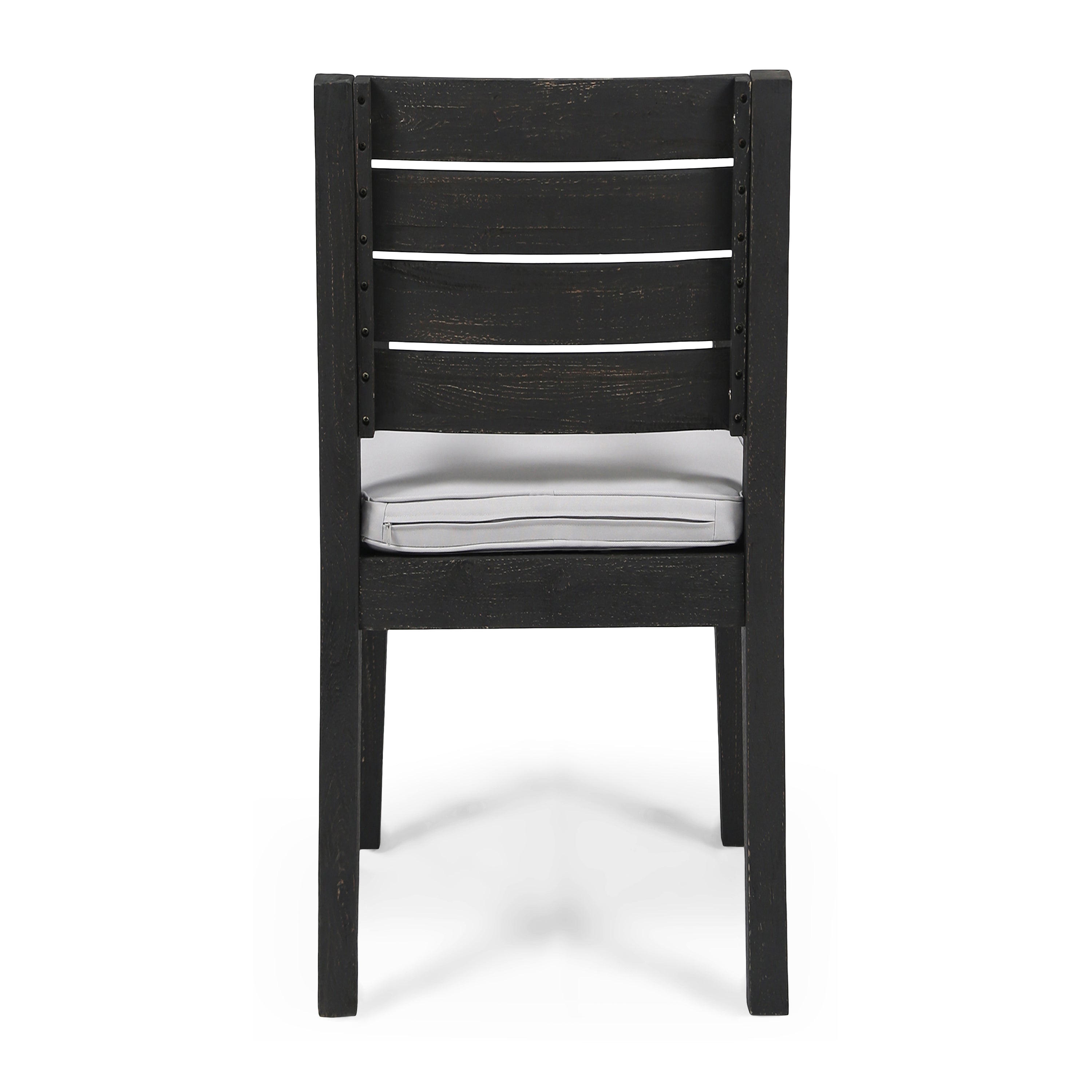 Outdoor Acacia Wood Armless Dining Chair with Cushions (Set of 2)