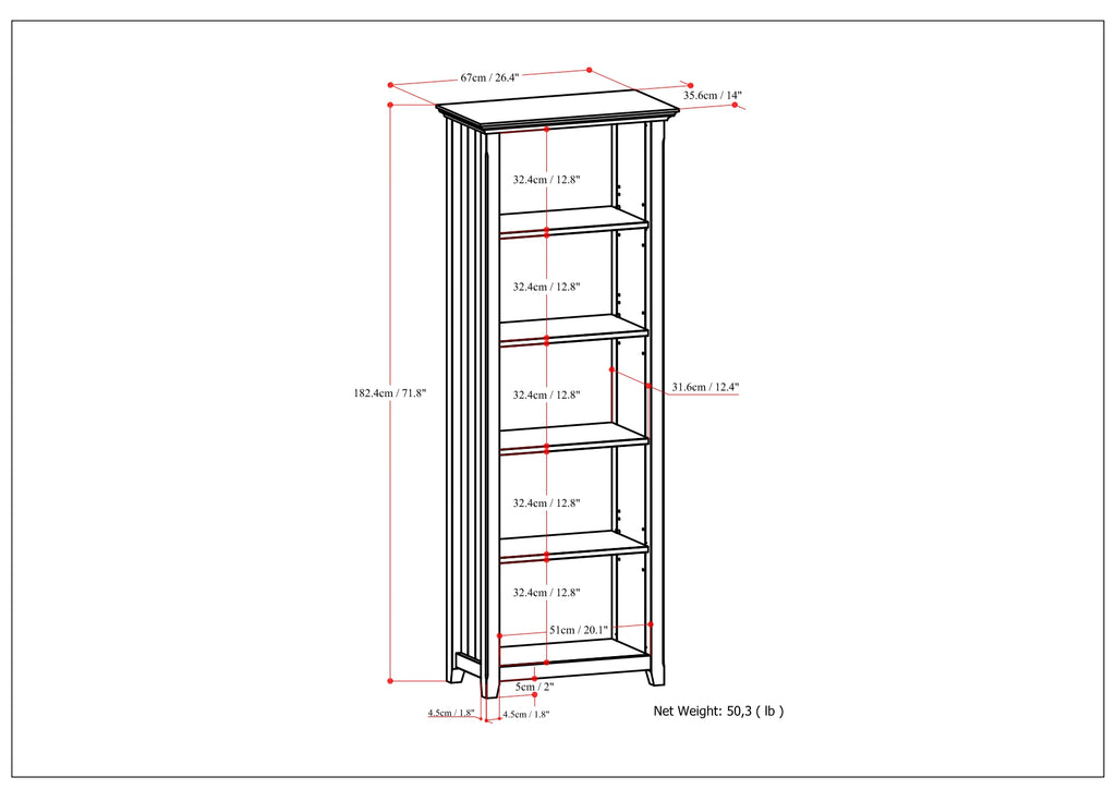 Acadian 5 Shelf Bookcase