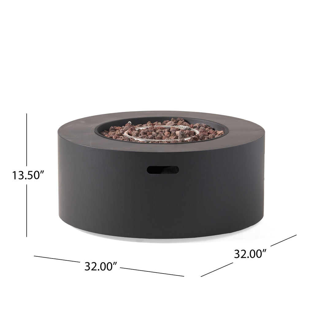 32" Patio 40,000 BTU Round Iron Propane Fire Pit, Dark
