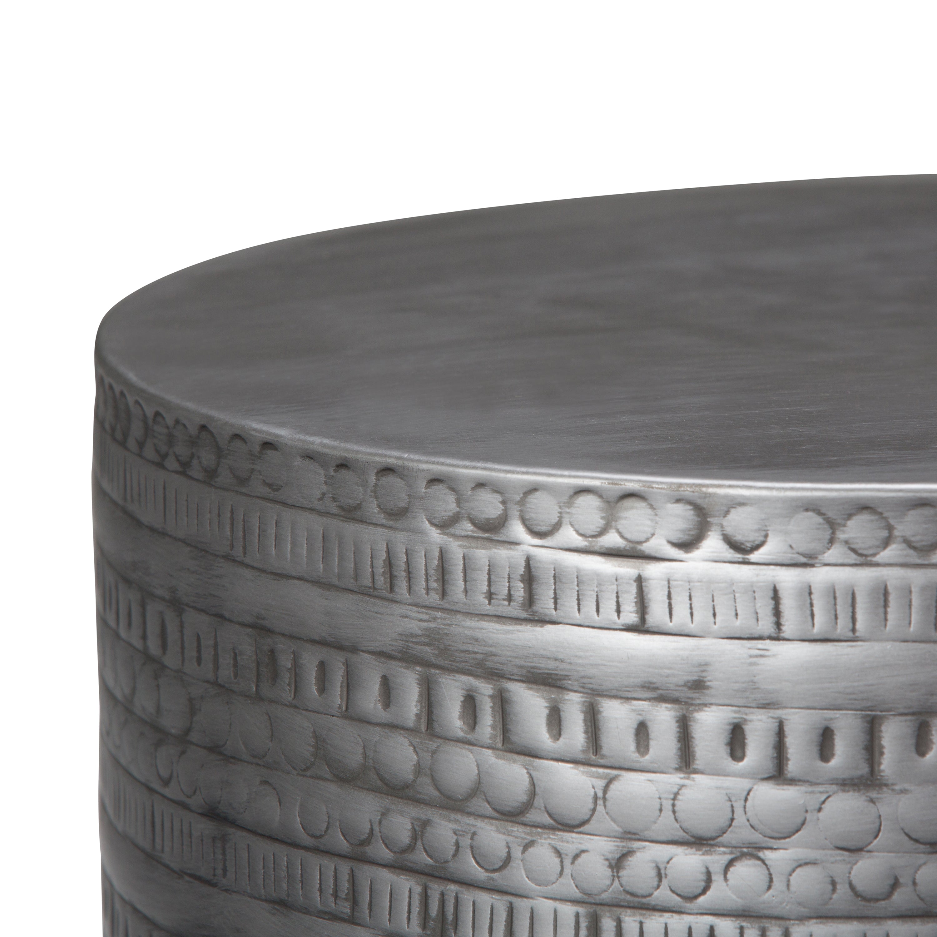 Johnsen 15 Inch Wide Tribal Pattern Metal Accent Table