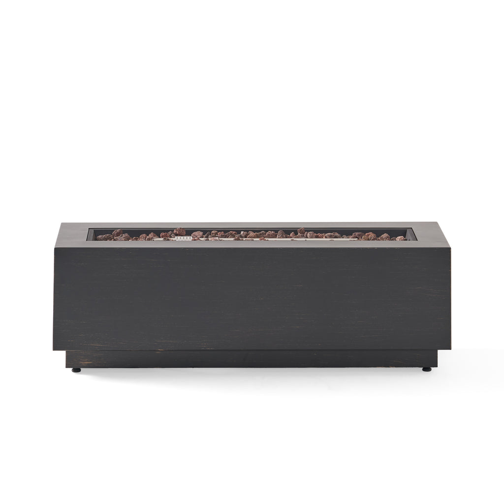 48" Outdoor 50,000 BTU Rectangular Iron Propane Fire Pit, Dark