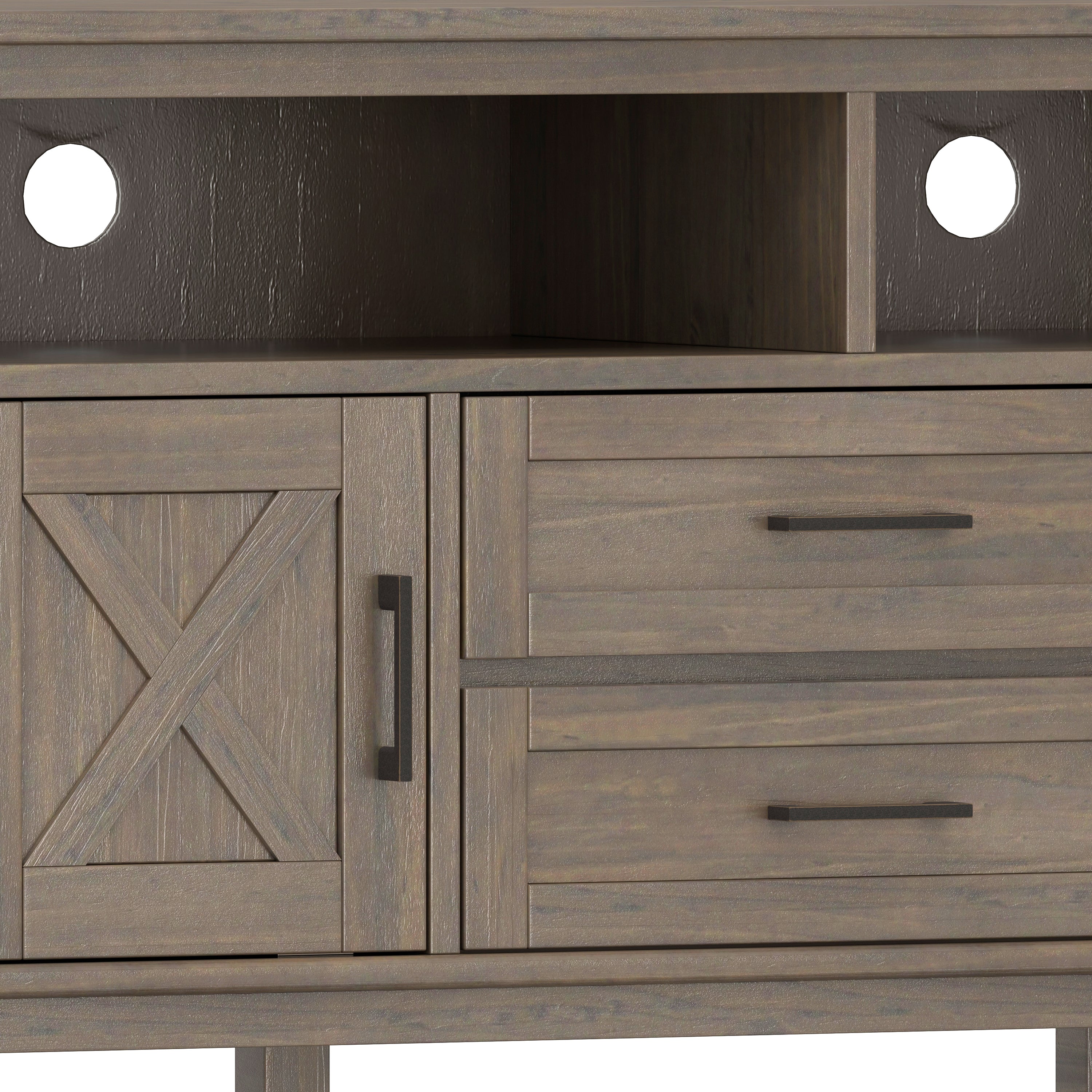 Ela 72 Inch Wide Solid Wood TV Stand in Smokey