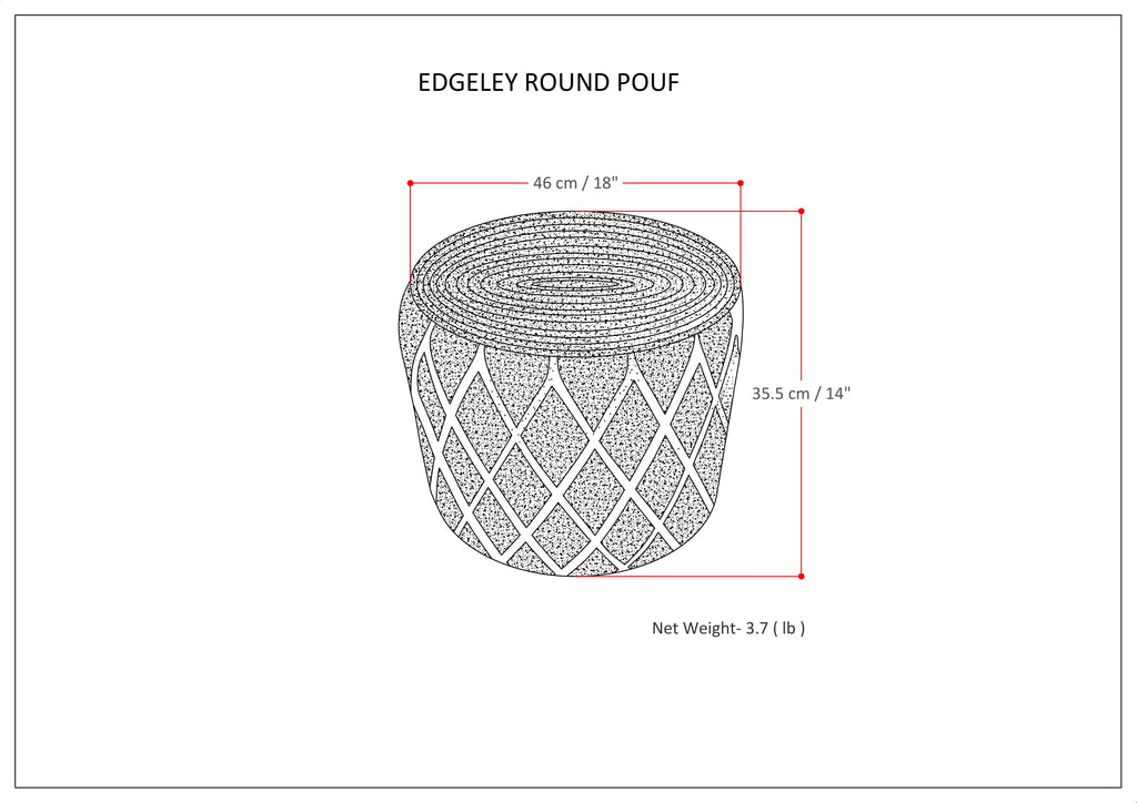 Edgeley 18 Inch Wide Round Pouf in Classic