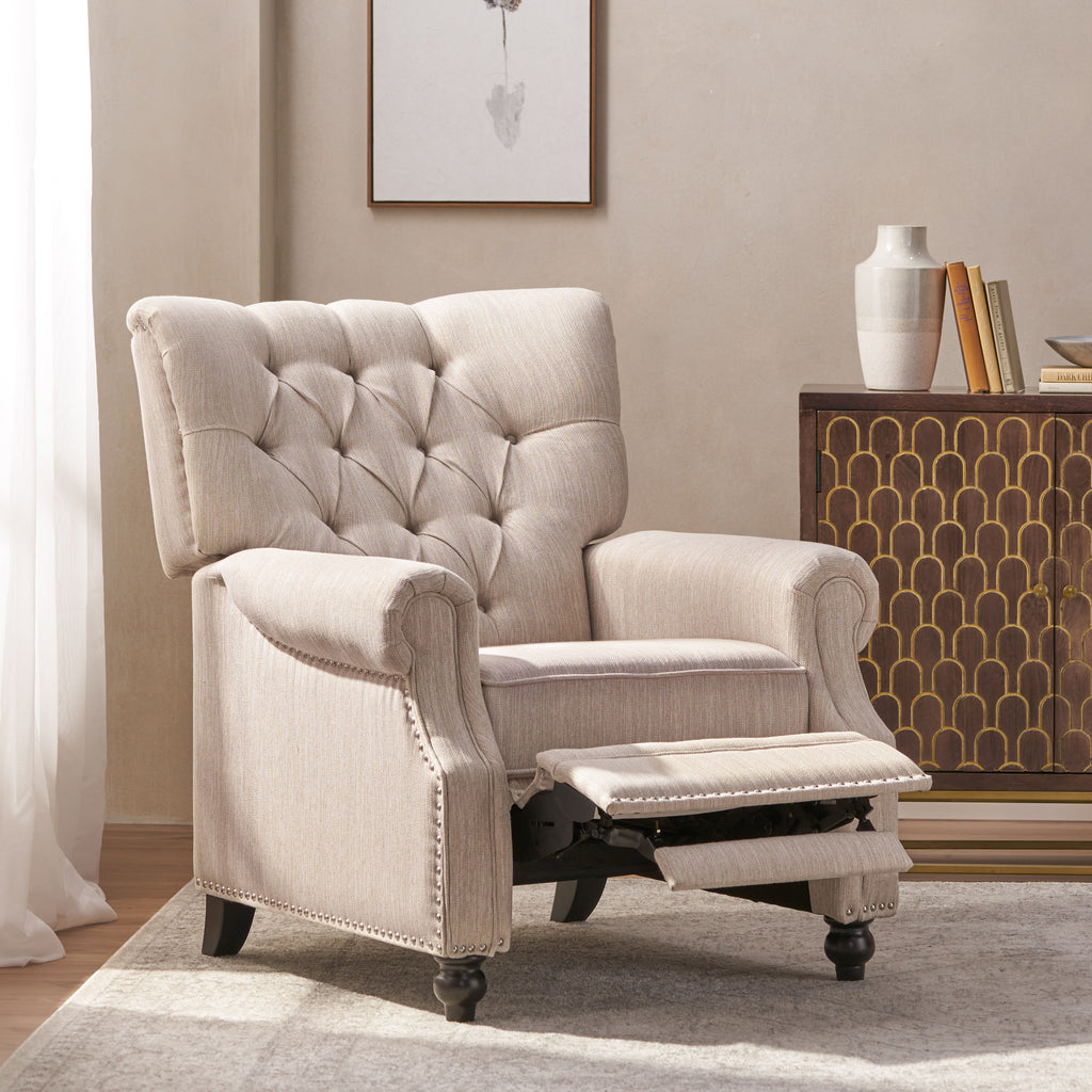 Button Tufted Heavy Duty Manual Reclining Sofa