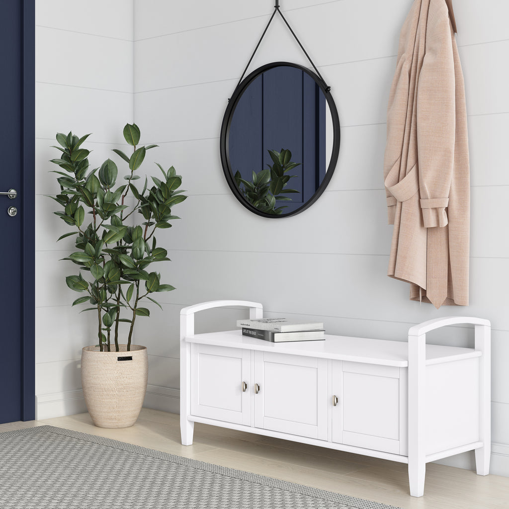 Warm Shaker 44 Inch Wide Solid Wood Entryway Storage Bench