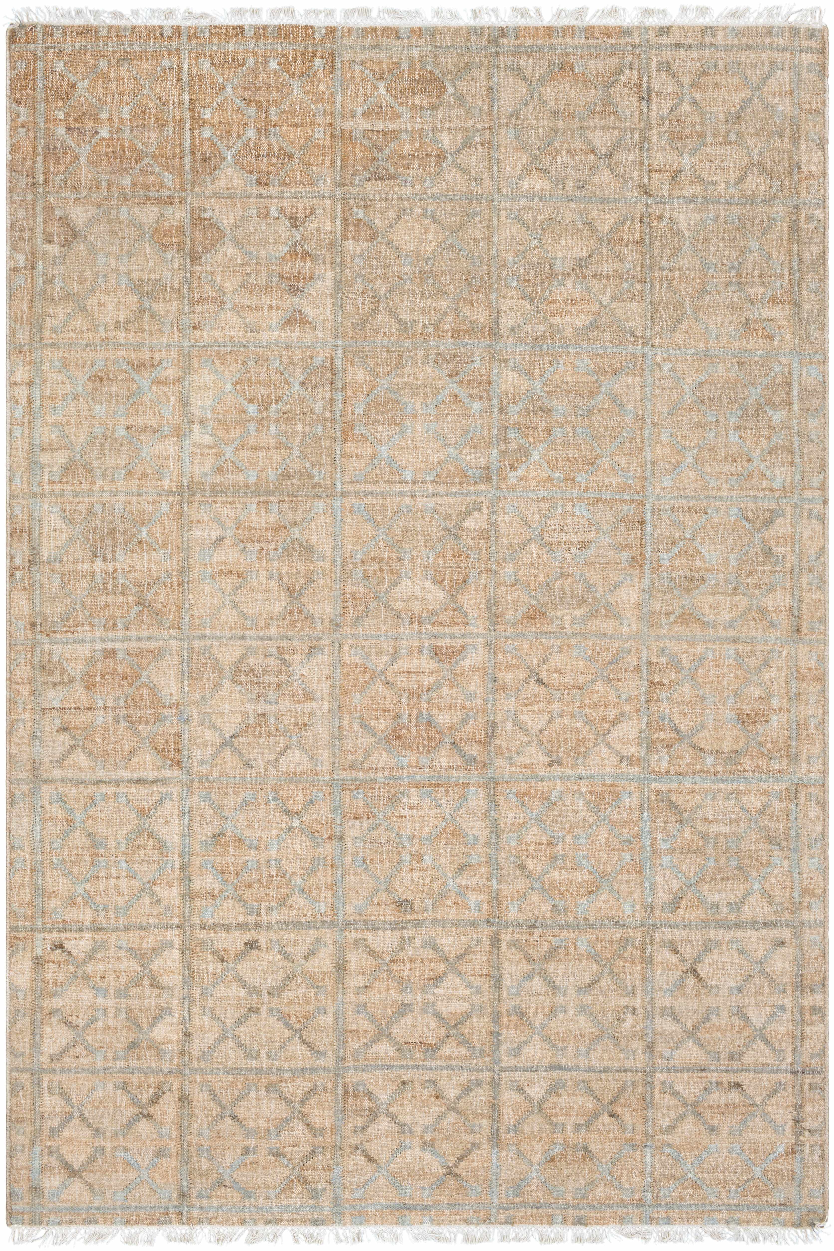 Rice Dusty Sage Fringed Jute Carpet