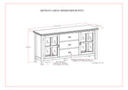 Artisan 60 Inch Wide Solid Wood Large Sideboard Buffet