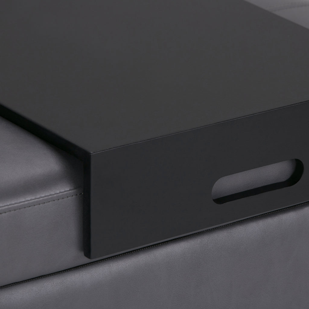 Oregon 42 Inch Wide Storage Ottoman Bench with Tray in Stone