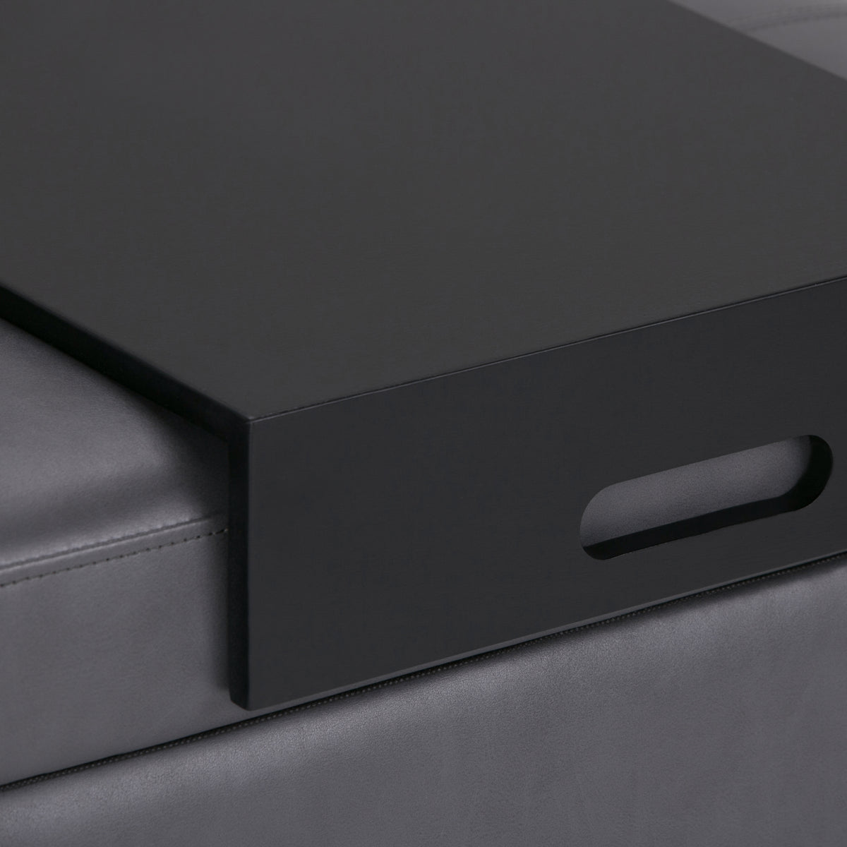 Oregon 42 Inch Wide Storage Ottoman Bench with Tray in Stone