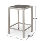 43" Outdoor Aluminum Frame Bar Table with PE Rattan Table Top