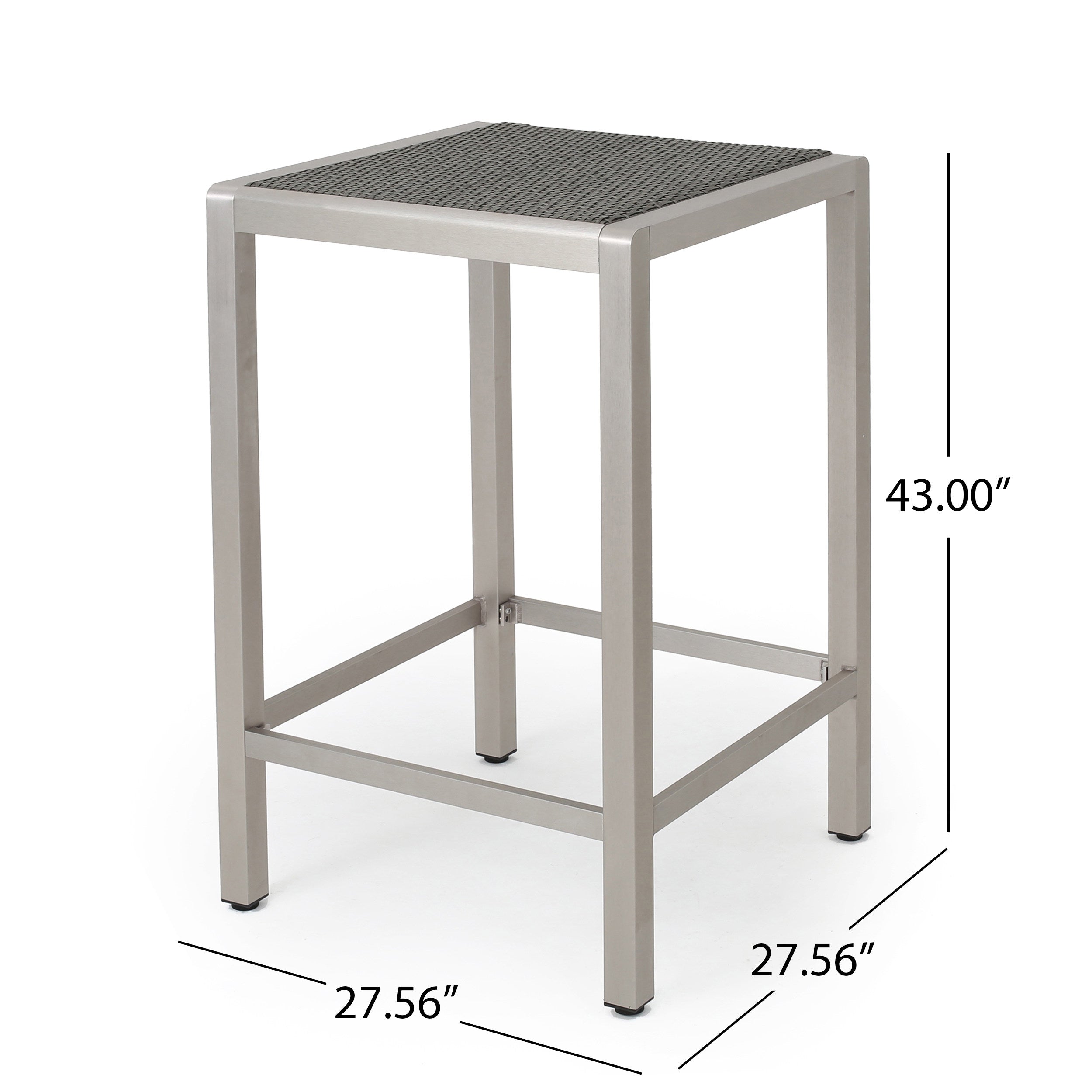 43" Outdoor Aluminum Frame Bar Table with PE Rattan Table Top