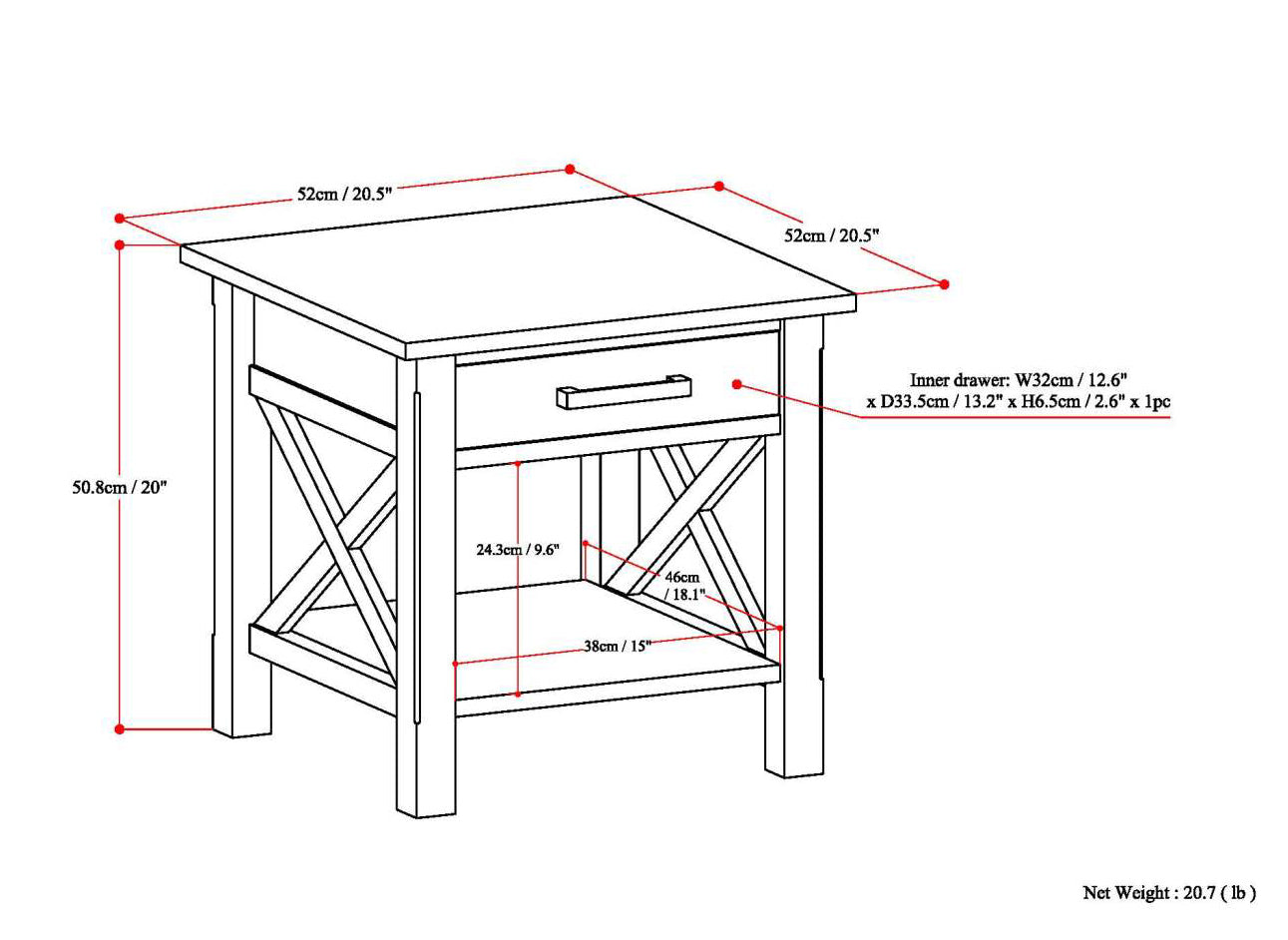Kitchener End Table - Medium Saddle