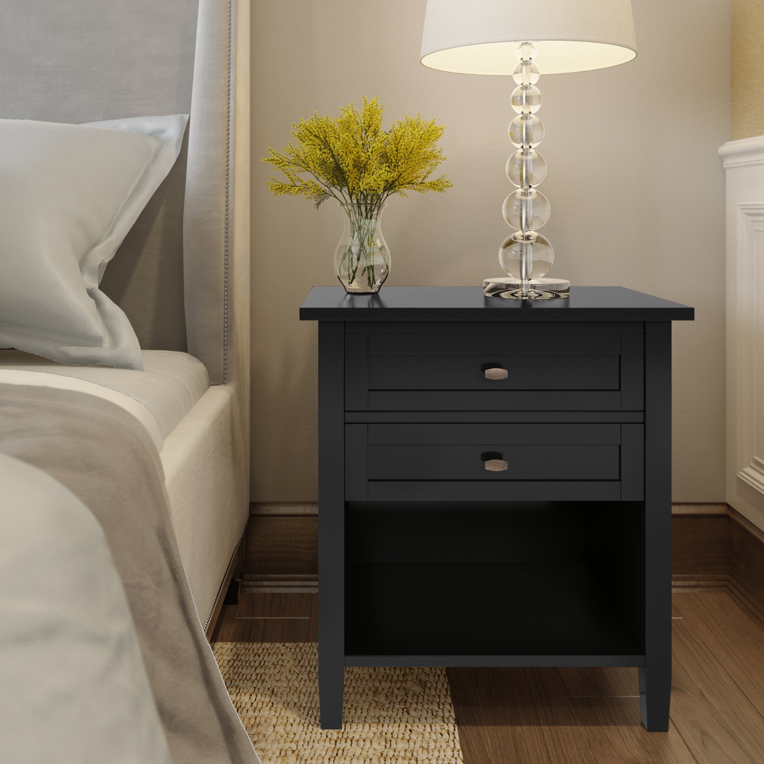 Warm Shaker Solid Wood 24" Wide Transitional Nightstand