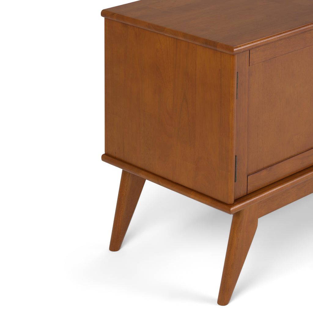 Draper 60 Inch Wide Solid Wood Mid Century Low TV Stand in Teak