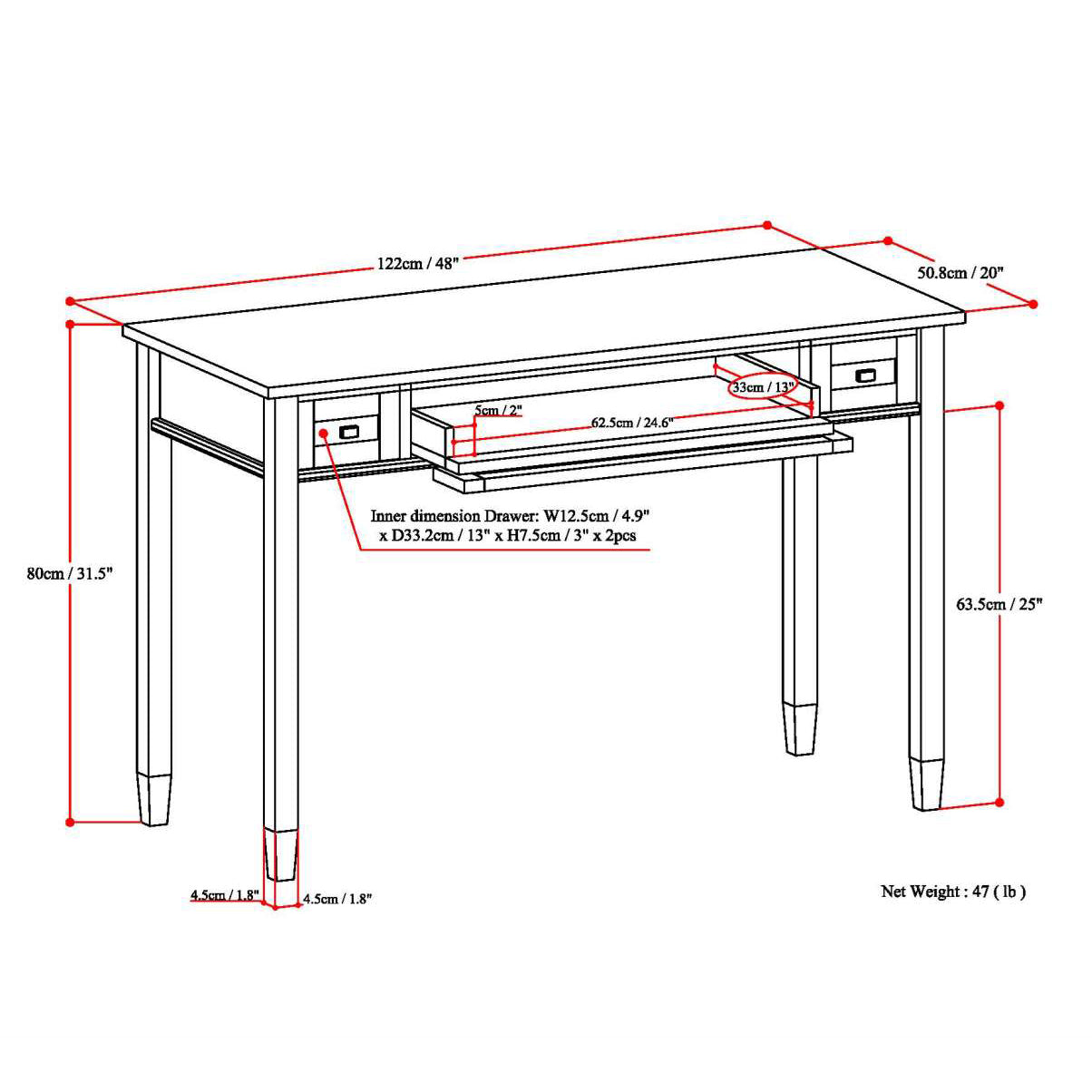 Warm Shaker Desk - Tobacco