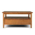 Warm Shaker 36 Inch Wide Solid Wood Square Coffee Table in Light Golden