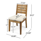 Outdoor Armless Dining Chair with Cushions (Set of 2)