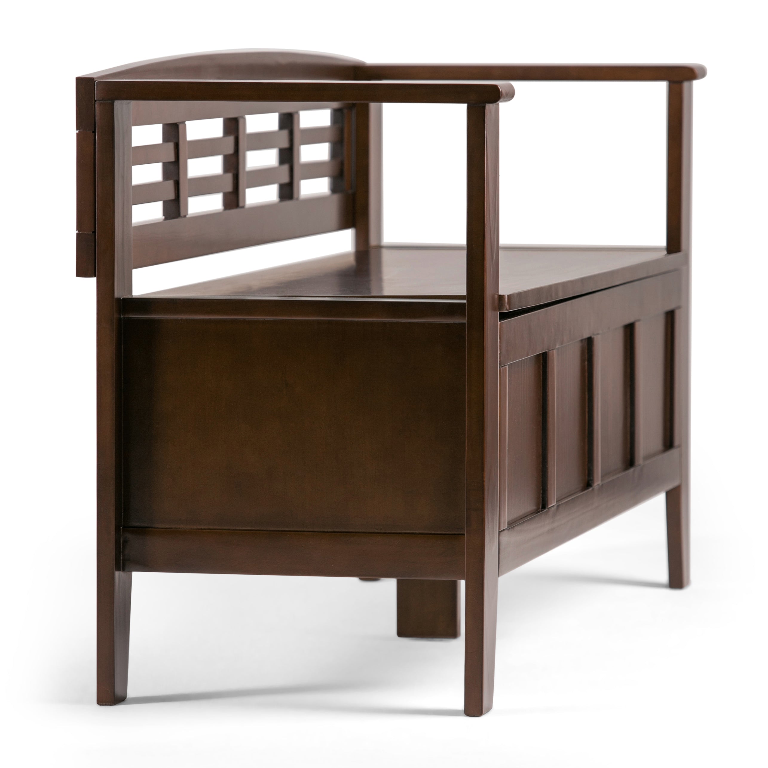 Adams 48 Inch Wide Solid Wood Entryway Storage Bench in Rustic Medium