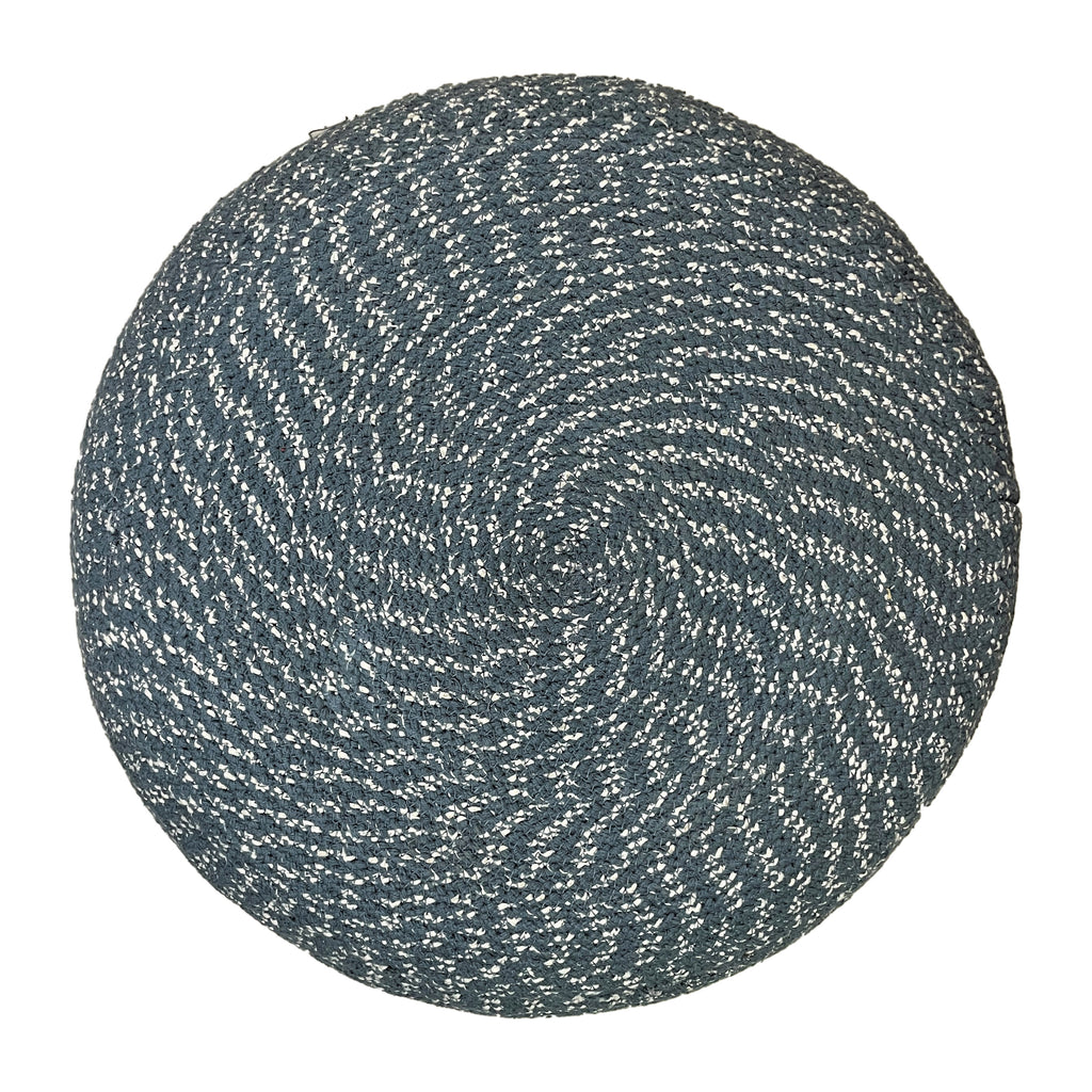 Bayley 20 Inch Wide Round Pouf in Aegean