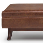 Owen 48 Inch Wide Rectangular Storage Ottoman in Distressed Saddle