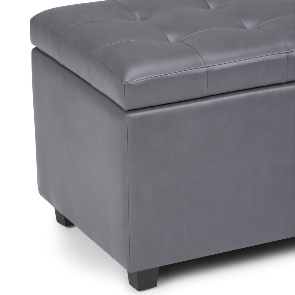 Cosmopolitan 34 Inch Wide Storage Ottoman in Stone