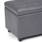 Cosmopolitan 34 Inch Wide Storage Ottoman in Stone