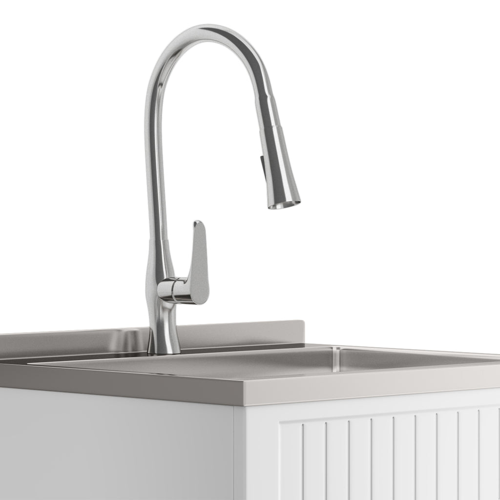Beckham 24" Laundry Cabinet with Faucet and Stainless Steel Sink