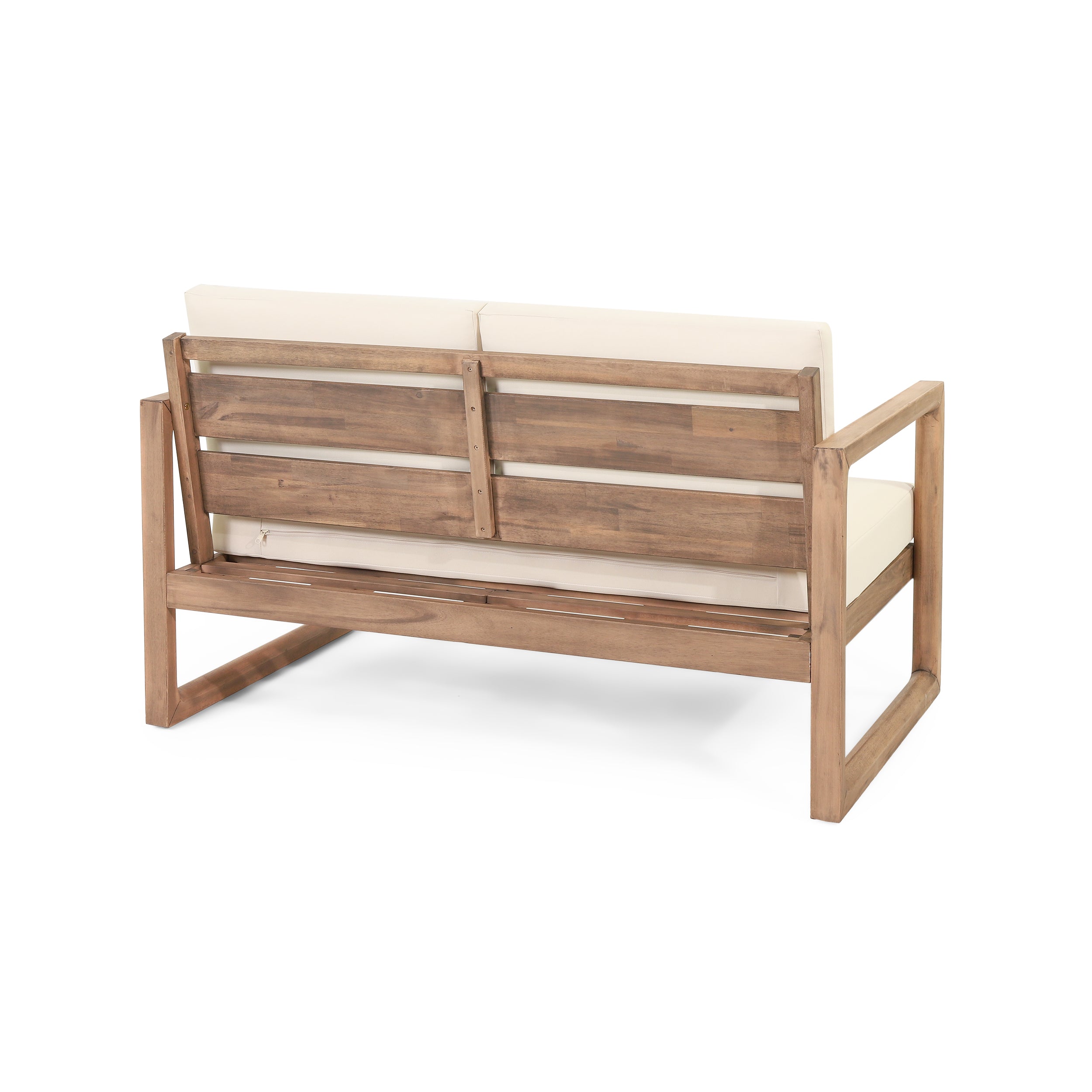 Outdoor Acacia Wood Loveseat and Coffee Table Set