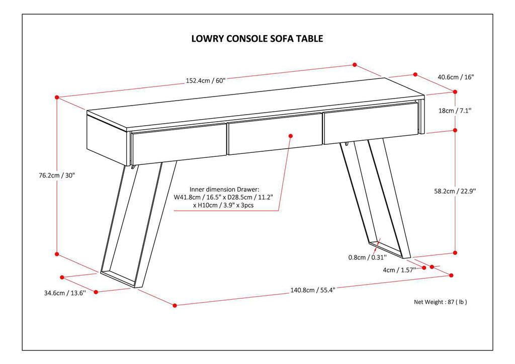 Lowry 60 Inch Wide Solid Acacia Wood Console Sofa Table