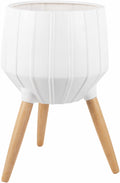 Dunguan White Ribbed Wood Outdoor Planter - Clearance