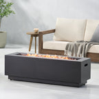 48" Outdoor 50,000 BTU Rectangular Iron Propane Fire Pit, Dark