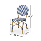 Outdoor PE Ratten and Aluminum French Armless Bistro Chairs, Set of 2