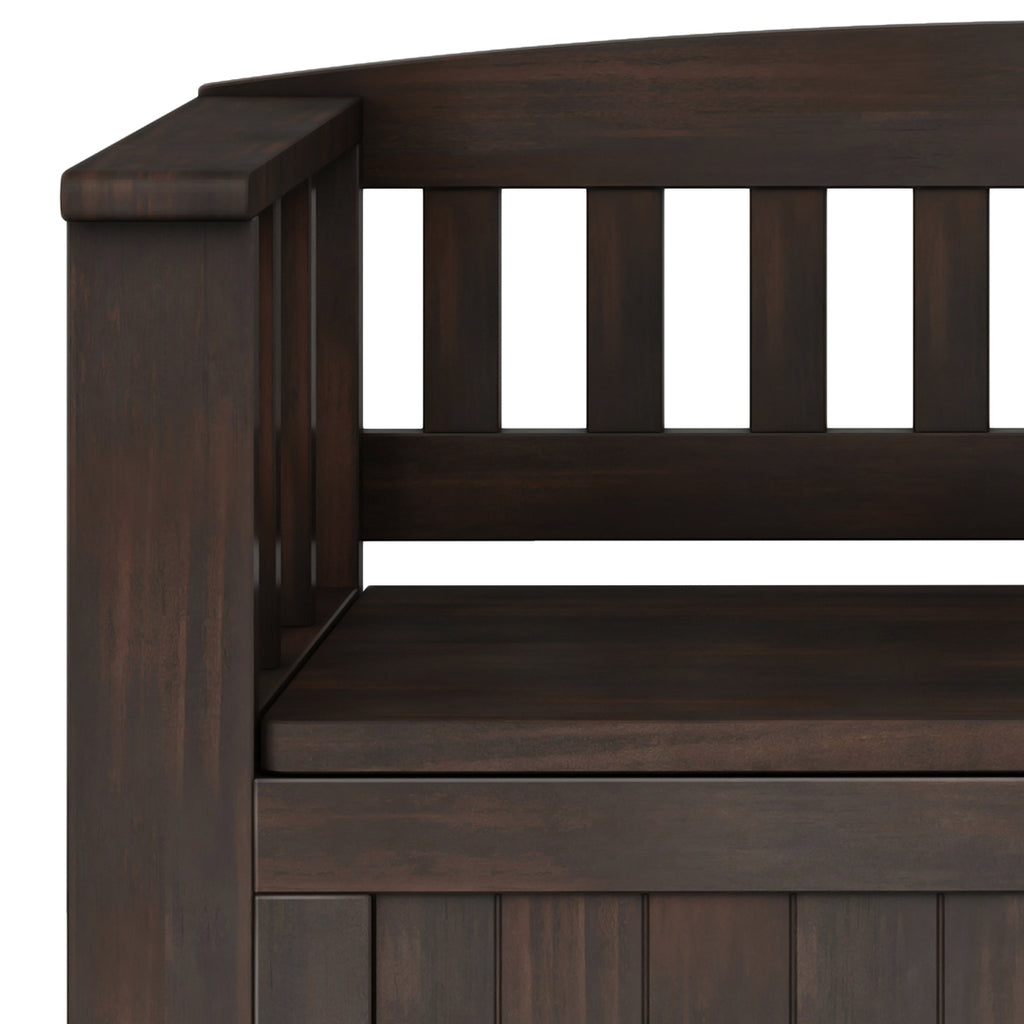 Acadian Solid Wood Small Entryway Storage Bench in Brunette