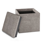 Rockwood 17 Inch Wide Cube Storage Ottoman with Tray in Distressed